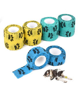 xiweeui 12Pcs Self Adhesive Bandage Wrap, Assorted Colors Cohesive Bandage for Dogs Pet Animals for Wrist Healing Ankle Sprain and Swelling