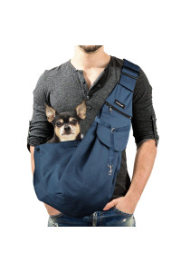 Lyneun Pet Bag, Hand-Free Pet Sling carrier for cats and Dogs With Adjustable Shoulder Strap Suitable for Pets Under 10 Kg (BLUE)
