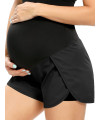 AMPOSH Women's Maternity Quick-Dry Workout Shorts Athletic Running Yoga Shorts with Pocket(Black, XXL2)