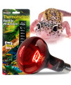 MCLANZOO 150W Reptile Heat Lamp Bulb Infrared Basking Light for Reptiles & Bearded Dragon Amphibian with Stick-on Digital Temperature Thermometer Use E26 Base