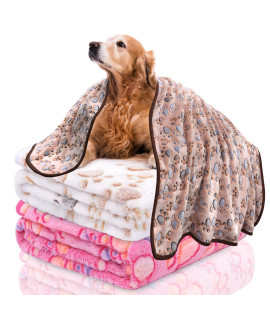 KOGSA Blankets for Dogs,1 Pack 3 Dog Blankets for Medium Dogs,Washable Pet Blanket 41 x 31,Cute Paw Pattern,Soft Puppy Blankets Pet Throw Cover for Kennel Crate Bed,Small Large Dog Blanket