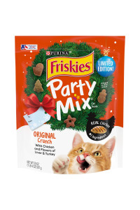 Purina Friskies Made in USA Facilities Cat Treats, Party Mix Original Crunch Holiday - 20 oz. Pouch