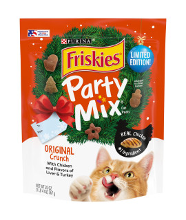 Purina Friskies Made in USA Facilities Cat Treats, Party Mix Original Crunch Holiday - 20 oz. Pouch