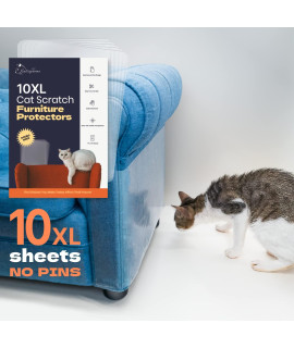 KatSupreme Cat Scratch Couch Protector - 10XL Sheets, Clear (Almost Invisible), Extra Durable, Easy to Customize, Residue-Free Furniture Protector