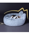 Lazy Rabbit Upgrade Cat Bed, Cat Beds for Indoor Cats, Calming and Cozy Large Fluffy Warming Cat Beds, Washable, Plush and Modern Beds & Furniture, Gradual Grey Color, 24inch