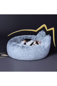 Lazy Rabbit Upgrade Cat Bed, Cat Beds for Indoor Cats, Calming and Cozy Large Fluffy Warming Cat Beds, Washable, Plush and Modern Beds & Furniture, Gradual Grey Color, 24inch