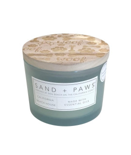 Sand + Paws Scented Candle -California Beach House -Luxurious Air Freshening Jar Candles Neutralize pet Odors and Enhance Home d?or - 100% Cotton Lead-Free Wicks - 12oz