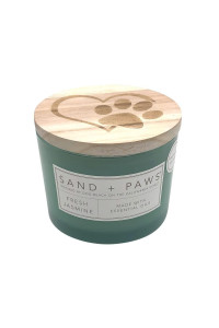 Sand + Paws Scented Candle - Fresh Jasmine - Additional Scents and Sizes -Luxurious Air Freshening Jar Candles Neutralize pet Odors and Enhance Home d?or - 100% Cotton Lead-Free Wicks - 12 oz
