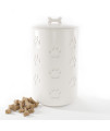 Dog Treat Container Airtight - 5 Round x 9 Tall Ceramic Dog Treat Jar with Lid - White Dog Treat Canister - Large Dog Cookie Jar for Dogs - Pet Treat Container Airtight - Dog Treat Jars for Pets