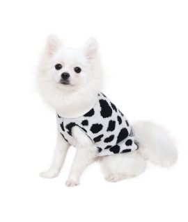 PASRLD Dog Sweater Leopard Pattern Dog Turtleneck SweatersKnitwear Warm Pet Sweater for Fall Winter (White, Small (Pack of 1))