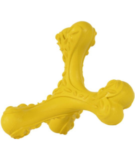 CVALIN Dog Chew Toys for Aggressive Chewers Large Breed,Indestructible Bones Toy,Durable Cleaning Toothbrush Natural Rubber Dog Toys? (Yellow)