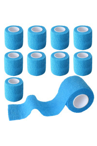 Gondiane 9 Pack 2 x 5 Yards Self Adhesive Bandage Wrap Self Stick Wrap for Ankle, Wrist, Finger, Sports, Breathable Cohesive Vet Tape for Pets (Light Blue)