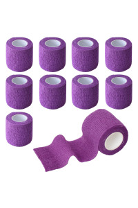 Gondiane 9 Pack 2 x 5 Yards Self Adhesive Bandage Wrap Self Stick Wrap for Ankle, Wrist, Finger, Sports, Breathable Cohesive Vet Tape for Pets (Purple)