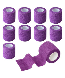 Gondiane 9 Pack 2 x 5 Yards Self Adhesive Bandage Wrap Self Stick Wrap for Ankle, Wrist, Finger, Sports, Breathable Cohesive Vet Tape for Pets (Purple)