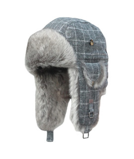 Fur Winter Trapper Hat,Wool Faux Fur Aviator Ski Trapper Trooper Pilot Hat,Snow Eskimo Hat with Ear Flaps for Men & Women