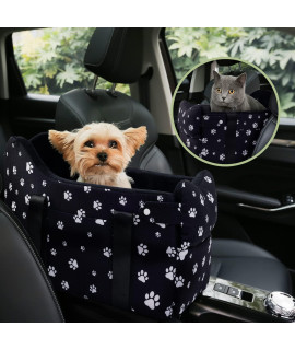 Cullaby Small Dog Car Seat Center Console for Small Dogs Under 15 lbs, Dog Booster Car Seat, Safe and Comfortable Pet Car Seat Puppy (Black)