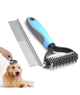 TOScOS 2Pack Pet grooming Dematting comb Tool Kit Double Sided grooming Rake and Brushes for Small, Medium Large Dogs Double Sided Deshedding Tool Removes Knots and Tangled Hair
