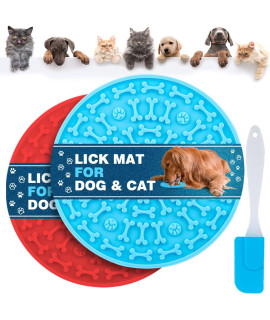 MooonGem Dog Lick Pad, Pet Bathing Grooming Distraction Wall Mounted Silicone Slow Feeder Mat with Strong Suction, 2 Pack