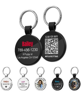 MYLUCKYTAG Personalized Pet ID Tags Dog Tags - QR Code ID Tags - Pet Online Profile - Send Pet Location Alert Email When Scanning