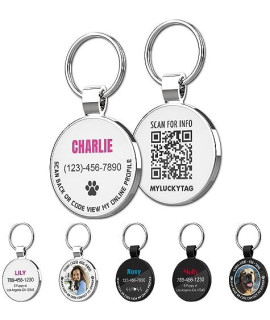 MYLUCKYTAG Personalized Pet ID Tags Dog Tags - QR Code ID Tags - Pet Online Profile - Send Pet Location Alert Email When Scanning