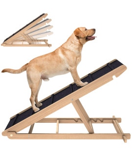 Adjustable Dog Ramp for All Dogs and Cats - Folding Portable Pet Ramp for Couch or Bed with Non Slip Paw Traction Mat, 40?ong and Height Adjustable from 10?o 24?- Up to 250 Lbs