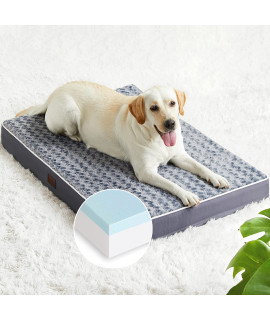 Orthopedic Memory Foam Dog Bed for Large Dogs, Waterproof Dog Crate Bed, Washable Pet Mat with Removable Cover and Nonskid Bottom
