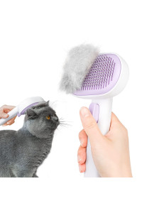 aumuca cat Brush with Release Button, cat Brushes for Indoor cats Shedding, cat Brush for Long or Short Haired cats, cat grooming Brush cat comb for Kitten Rabbit Massage Removes Loose Fur Purple
