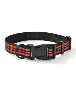 Mile High Life Reflective Dog Collar | Nylon Pet Collars wiith Buckle | Light Weight Puppy Collars | Red Dog Collars for Medium Dogs (Red, M)