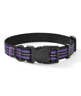 Mile High Life Reflective Dog Collar | Nylon Pet Collars wiith Buckle | Light Weight Puppy Collars | Purple Dog Collars for Large Dogs (Purple, L)