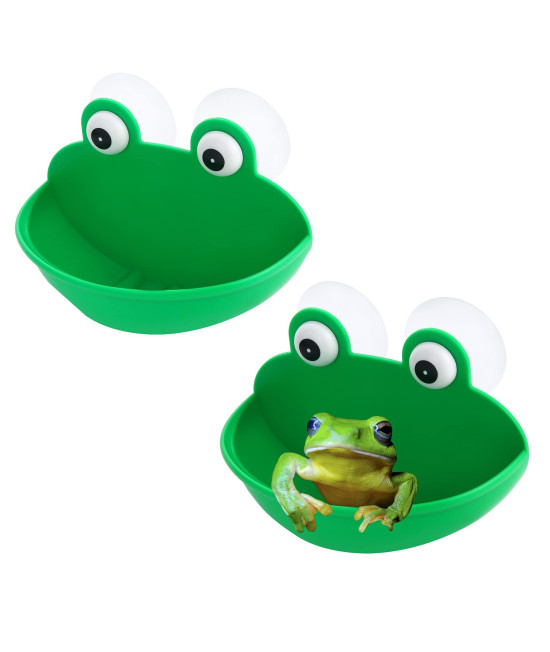 Pensino Frog Habitat Frog Dish Holder with Suction Cup, Frog Terrarium Cute Fish Tank Decoration for Tree Frog Toad Tadpole Small Aquatic Animal(2PC)