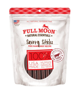 Full Moon All Natural Human Grade Dog Treats, Essential Beef Savory Sticks, 14 Ounce