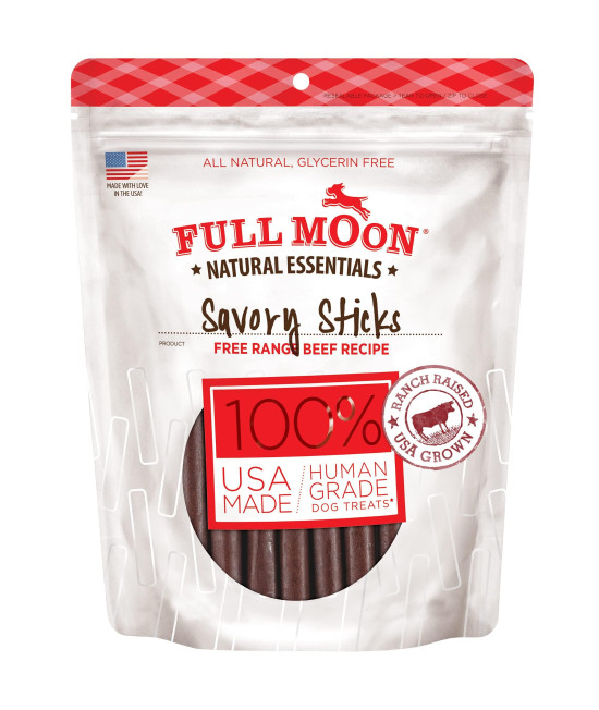 Full Moon All Natural Human Grade Dog Treats, Essential Beef Savory Sticks, 22 Ounce, 1.375 Pound (Pack of 1)