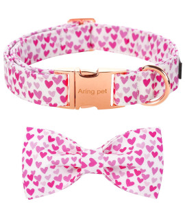 ARING PET Valentine's Day Dog Collar, Adorable Bowtie Dog Collars, Adjustable & Comfortable Soft Love Collar Gift for Small Medium Large and Boy Girl Dogs.