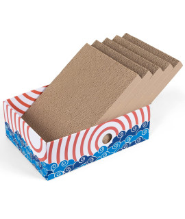 Conlun Cat Scratcher Box with Cat Scratching Pad - Portable 3-Layer Corrugated Cardboard Lounger Heavy-Duty Double-Sided Cardboard Cat Scratcher and Interactive Hole Design,Red Lrage-5 Pack