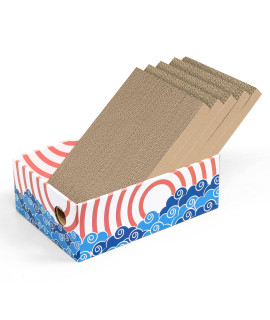 Conlun Cat Scratcher Box with Cat Scratching Pad - Portable 3-Layer Corrugated Cardboard Lounger Heavy-Duty Double-Sided Cardboard Cat Scratcher and Interactive Hole Design,Red Medium-5 Pack