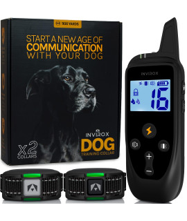 INVIROX Dog Shock Collar for Large Dog X2 [2024 Edition] 123 Levels Dog Training Collar 1100yd Range, 100% Waterproof, Rechargeable Electric Dog Collars for Medium Dogs, E Collar for Large Dogs