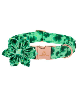 Lionheart Glory St. Patrick's Day Dog Collar, Dog Collar with Flower, Cute Floral Pattern Pet Collar Adjustable Dog Collar for Medium Dogs