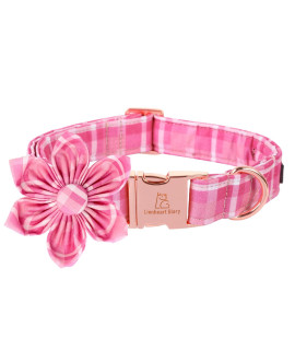 Lionheart Glory Dog Collar, Pink Dog Collar with Flower, Cute Floral Pattern Pet Collar Adjustable Dog Collar for Medium Dogs