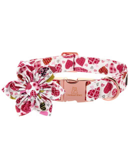 Lionheart Glory Heart Dog Collar, Valentine's Day Dog Collar with Flower, Cute Floral Pattern Pet Collar Adjustable Dog Collar for X-Small Dogs
