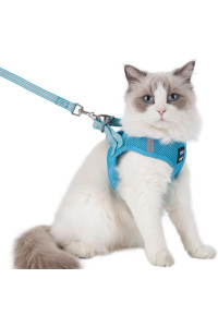 Balaynor Cat Harness and Leash for Walking Escape Proof, Adjustable Soft Mesh Comfortable Vest Harnesses for Cats, Breathable Reflective Strips Easy to Put on Step-in Velcro Jacket (Turquoise, L)