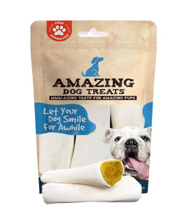 Amazing Dog Treats - Stuffed Shin Bone for Dogs (Bacon and Cheese, 5-6 Inch - 3 Count) - All Natural Dog Bones
