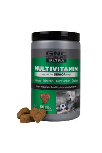 GNC Pets Ultra Multivitamin Soft Chews, Senior Dogs, Chicken Flavor.15-oz Canister Senior Dog Multivitamin Chewable Chicken Flavor Daily Supplements for Older Dogs 60 Count FF13859