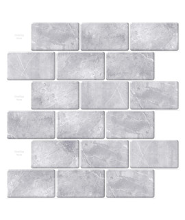 Art3d 10-Sheet Peel and Stick Backsplash, 12 in x 12 in Subway Tiles in gray Marble Design
