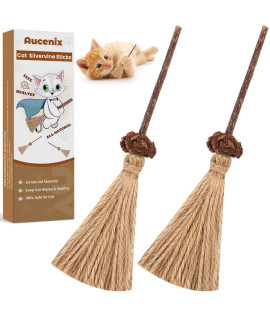 Aucenix catnip Sticks for cat, cat chew Sticks Toys, Natural Matatabi Silvervine chew Sticks for Indoor cats, Kitten Teething chew Sticks Toy for cats Kitten Kitty Stress Release (2PcS)