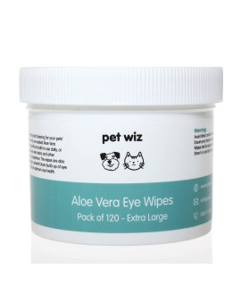 pet wiz Aloe Vera Eye Wipes for cleaning Dogs & cats - Extra Large