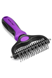 Maxpower Planet Pet grooming Brush - Double Sided Shedding and Dematting Undercoat Rake for Dogs, cats - Extra Wide Dog grooming Brush, Dog Brush for Shedding, cat Brush, Dog Brush, Pet comb, Purple