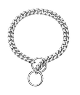 Loveshine Chain Dog Collar High Polished Silver Color Cuban Link Dog Chain Collar Shiny Metal Stainless Steel Heavy Duty Slip Dog Collars for Small Dog.(12)