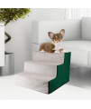 Enjoying Puppy Stairs Pet Stairs for Small Dogs, 3-Step Doggie Steps for Couch, Self-Assembly Non-Slip Cat Stairs, Green/Grey