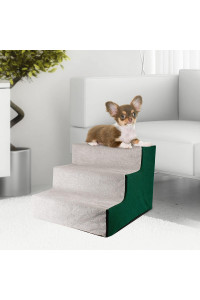Enjoying Puppy Stairs Pet Stairs for Small Dogs, 3-Step Doggie Steps for Couch, Self-Assembly Non-Slip Cat Stairs, Green/Grey