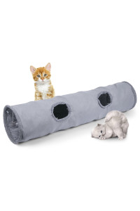 EGETOTA Pet Collapsible Cat Tunnel for Indoor Cats, Cat Toys Play Tunnel Durable Suede with Play Ball (Medium)